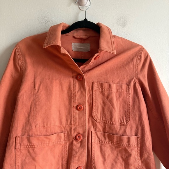 Everlane Sz XS The Chore Orange Cotton Casual Light Button Front Jacket - Picture 4 of 10